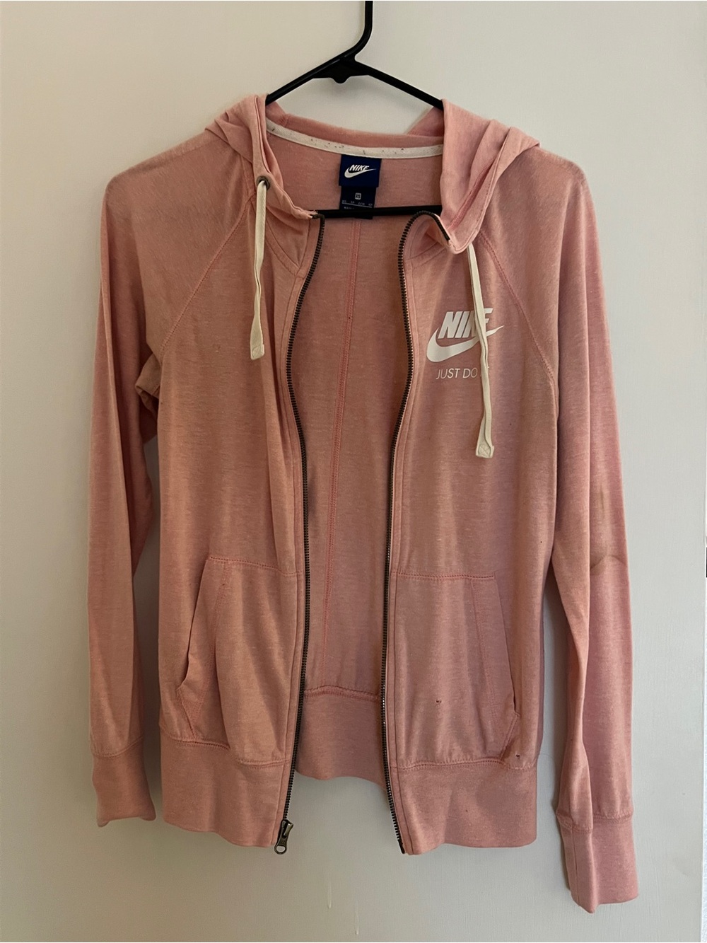 Nike Women's Dusty Pink Full‑Zip Hoodie with White Logo